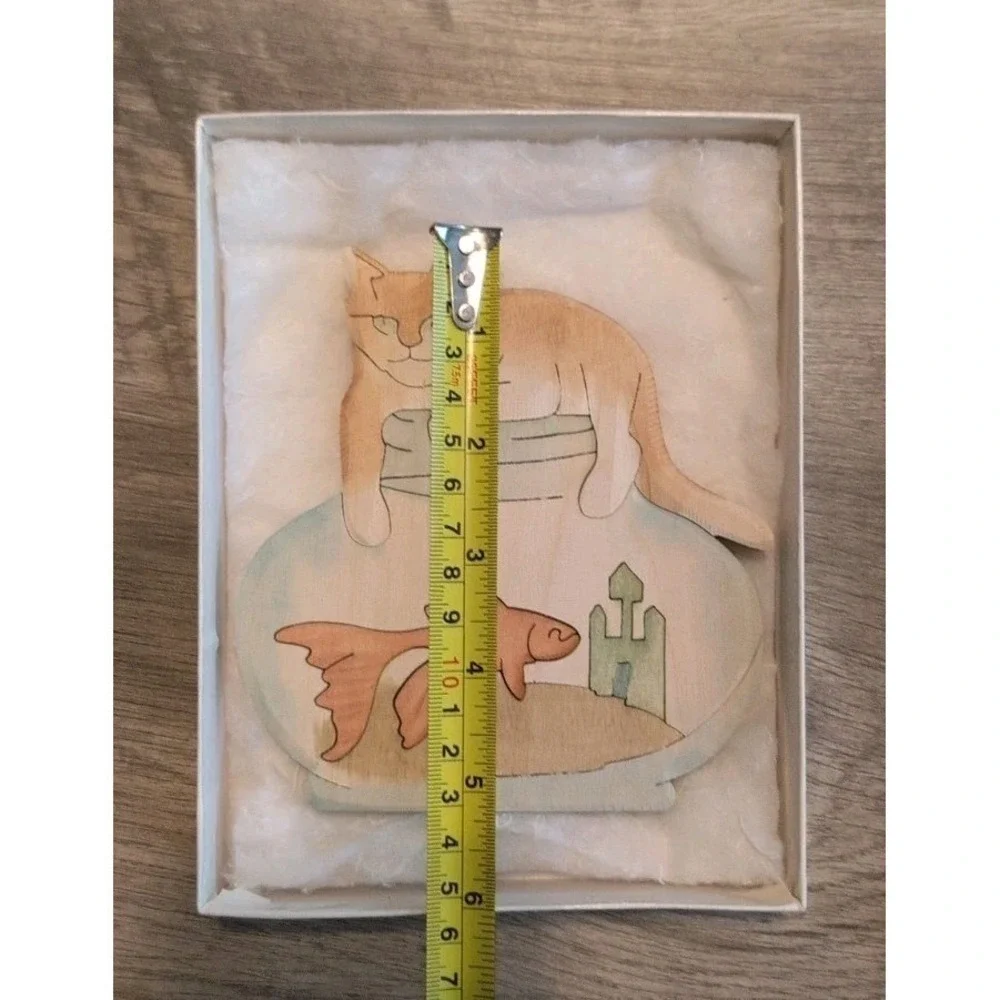 Stosich Woodlock Wood Cat & Fish Bowl Original Puzzle‎ Numbered & Signed COA